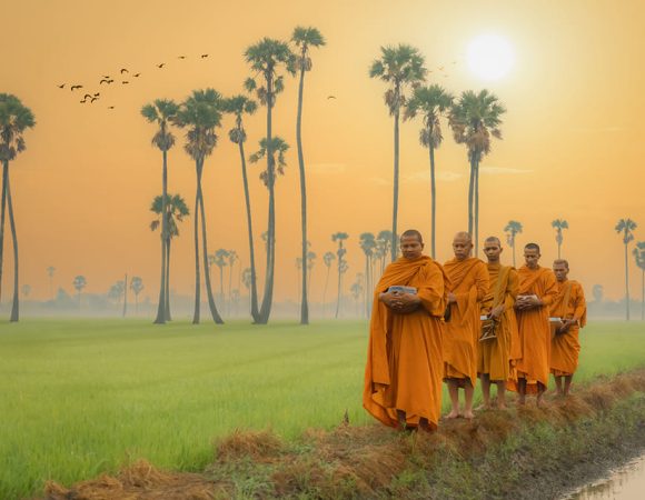 Almsgiving at a rural temple